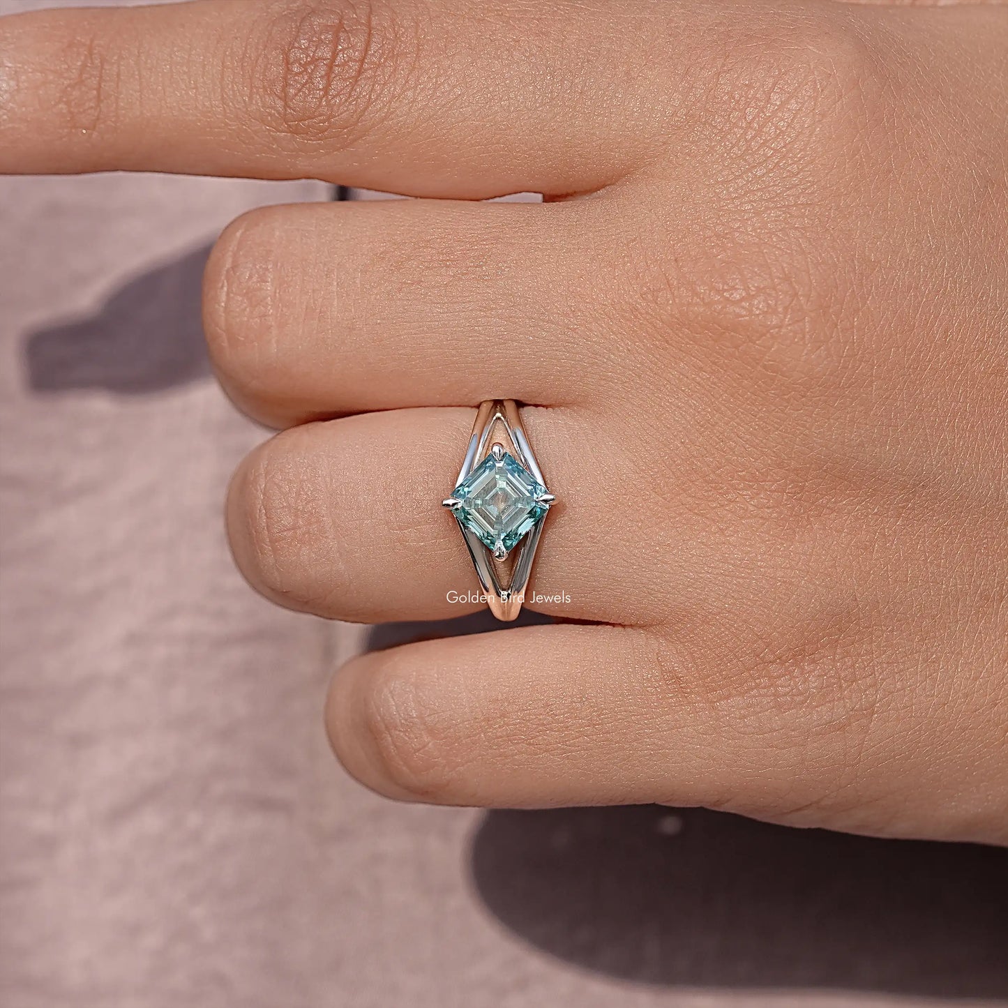 Cushion Moissanite Gemstone Split Shank Wedding Ring