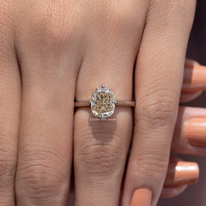 Elongated Cushion Moissanite Solitaire Engagement Ring
