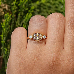 Three Stone Old Mine Cushion Cut Solitaire Engagement Ring