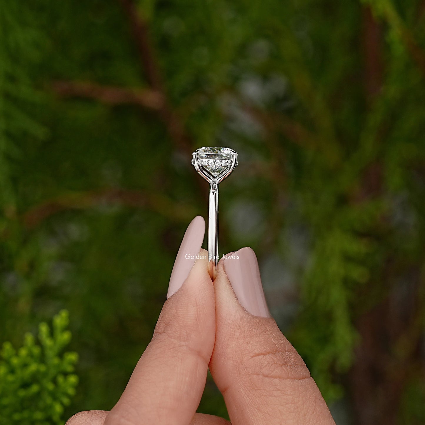 Kissen-Brillant-Moissanit-Solitär-Verlobungsring