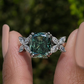 Cushion And Marquise Cut Moissanite Ring