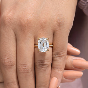 Old Mine Long Cushion Cut Accent Stone Engagement Ring