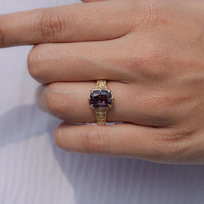 Cushion Alexandrite Gemstone Accent Stone Ring