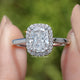 Elongated Cushion Cut Lab Diamond Halo Ring