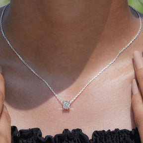 [Cushion Cut Diamond Solitaire Pendant]-[Golden Bird Jewels]