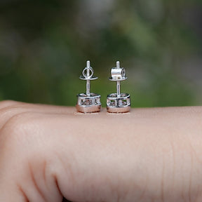 Cushion Cut Lab Diamond Bezel Set Stud Earrings