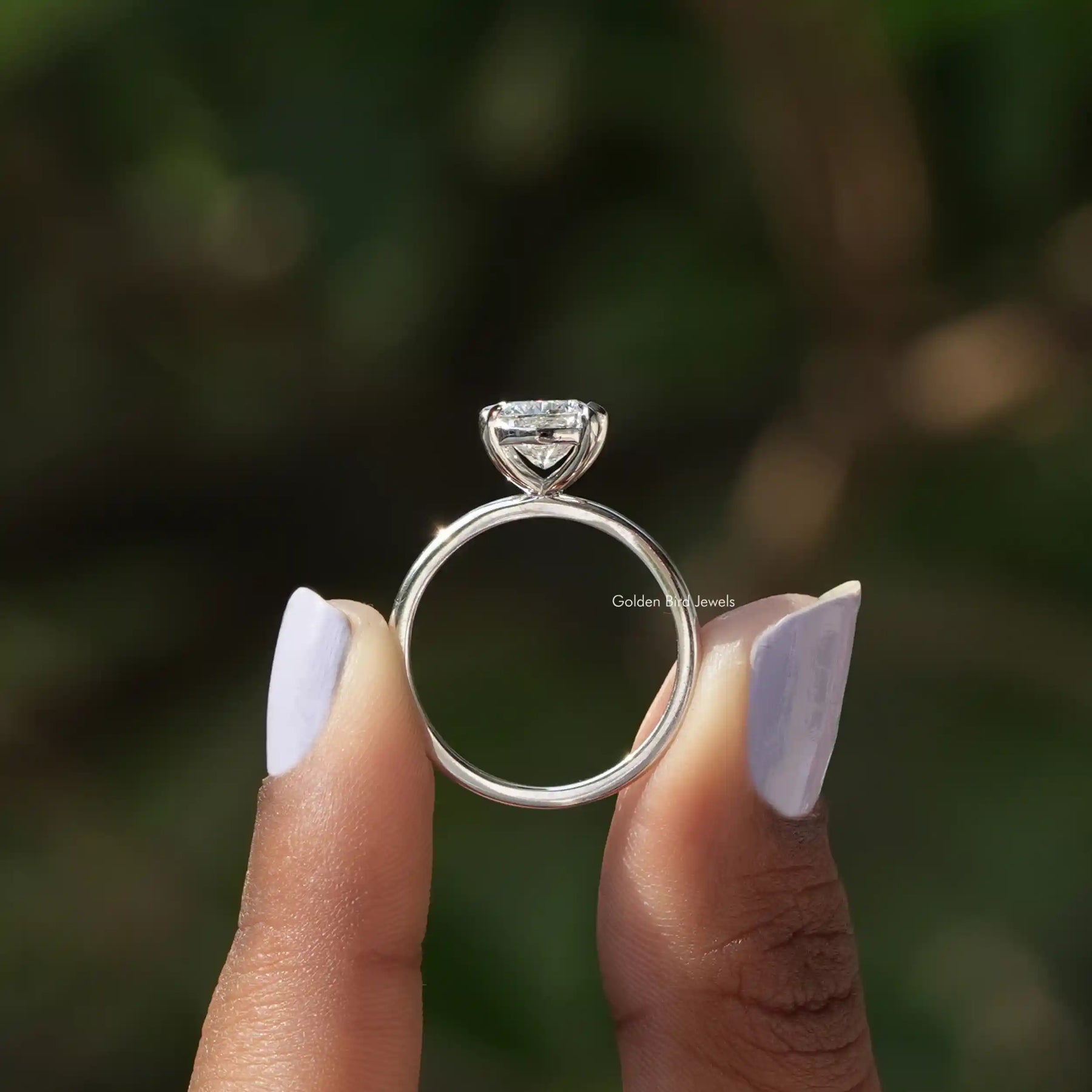 [Cushion Cut Lab Grown Solitaire Ring]-[Golden Bird Jewels]