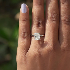 Cushion Cut Lab Diamond Solitaire Ring In White Gold