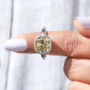 [Cushion Cut Moissanite Engagement Ring Set In Bezel Setting]-[Golden Bird Jewels]