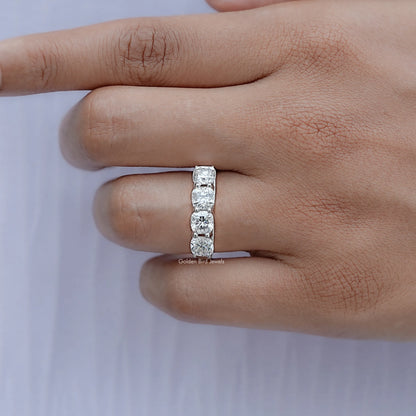 Cushion Cut Moissanite Eternity Wedding Band