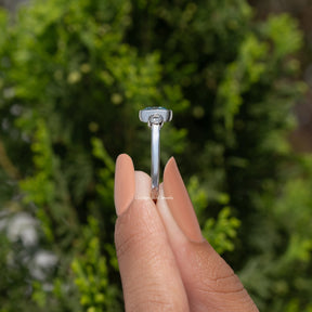 Side View of Cushion Cut Moissanite Engagement Ring