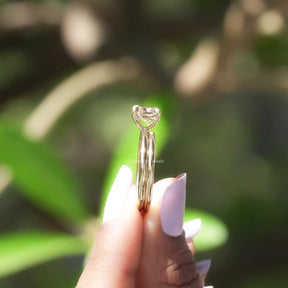 side view of a solitaire cushion cut moissanite ring  for women 