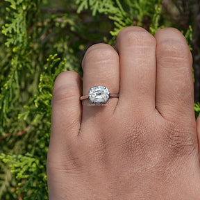 East West Cushion Cut Moissanite Solitaire Ring