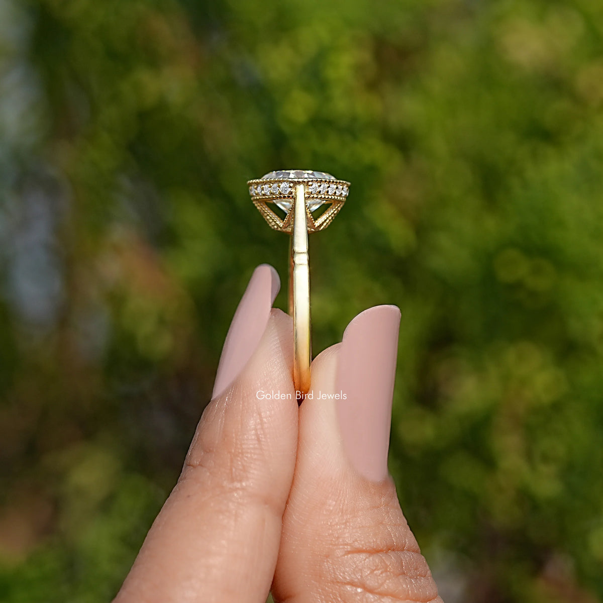 Old Mine Cushion Cut Bezel Set Solitaire Ring