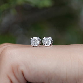 Cushion Cut Lab Diamond Bezel Set Stud Earrings
