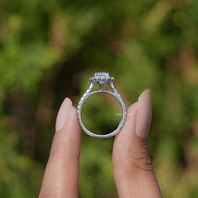 Lab Diamond Cushion Cut Halo Accent Ring