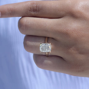 [Cushion Cut Lab Diamond Hidden Halo Ring]-[Golden Bird Jewels]