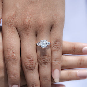 Cushion Lab Diamond Three Stone Hidden Halo Ring