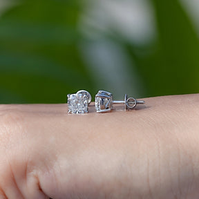 Cushion Lab Diamond Solitaire Stud Earrings