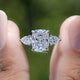 Cushion Lab Diamond Three Stone Hidden Halo Ring