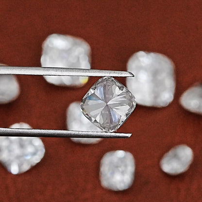 Twijer hold on Lab Grown Cushion Cut Diamond