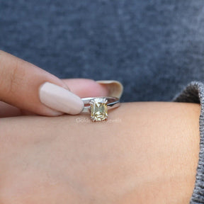 [Solitaire Cushion Cut Moissanite Ring]-[Golden Bird Jewels]