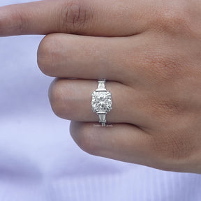 [Double Prong Setting Cushion Cut Engagement Ring]-[Golden Bird Jewels]