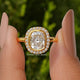 Cushion Old Mine Cut Halo Moissanite Set Ring