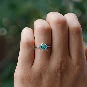 [Cyan Blue Portuguese Cut White Gold Ring]-[Golden Bird Jewels]