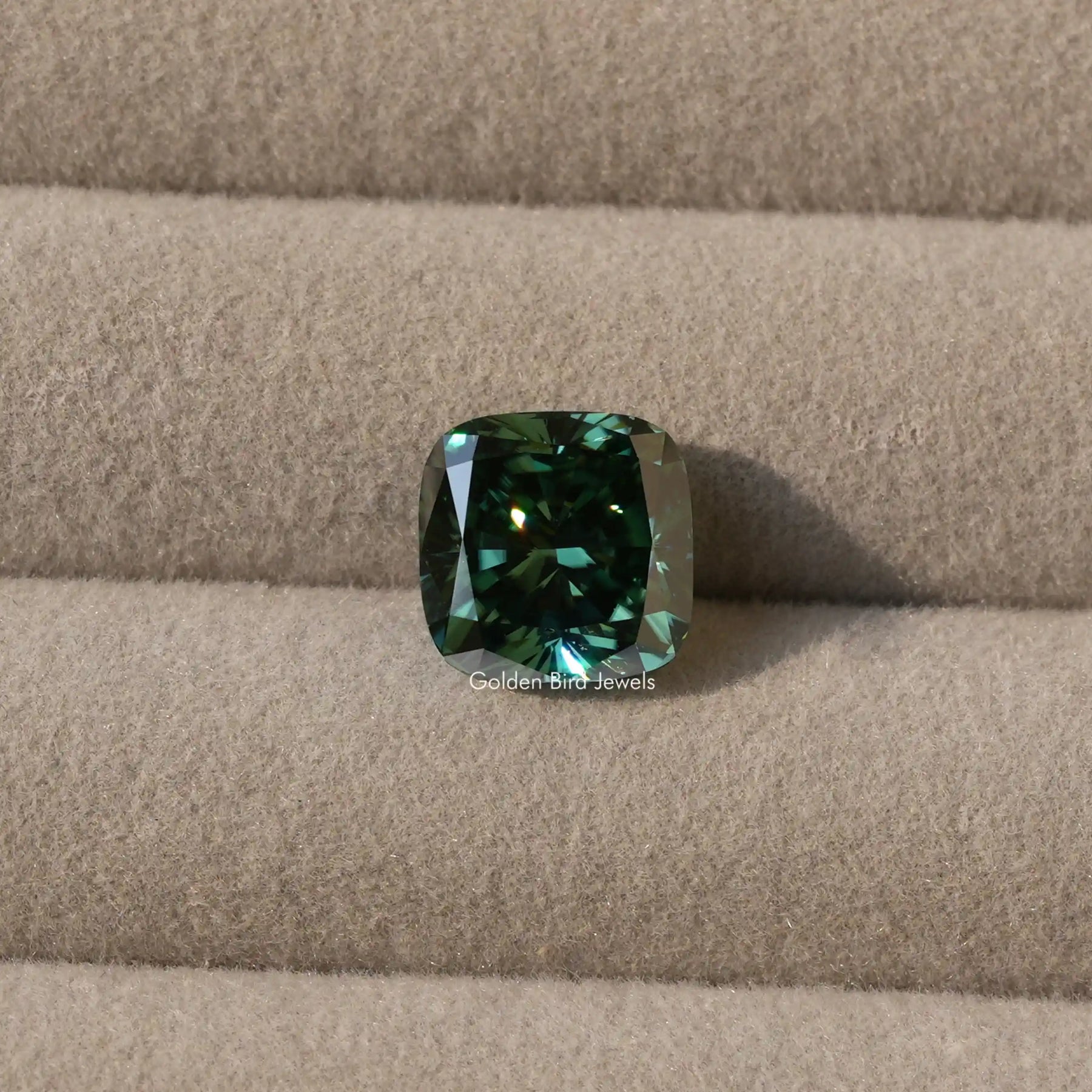 [Dark Green Cushion Cut Loose Stone]-[Golden Bird Jewels]