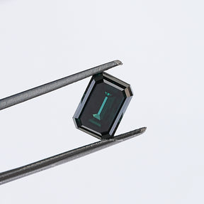 Dark Green Old Mine Emerald Cut Loose Moissanite