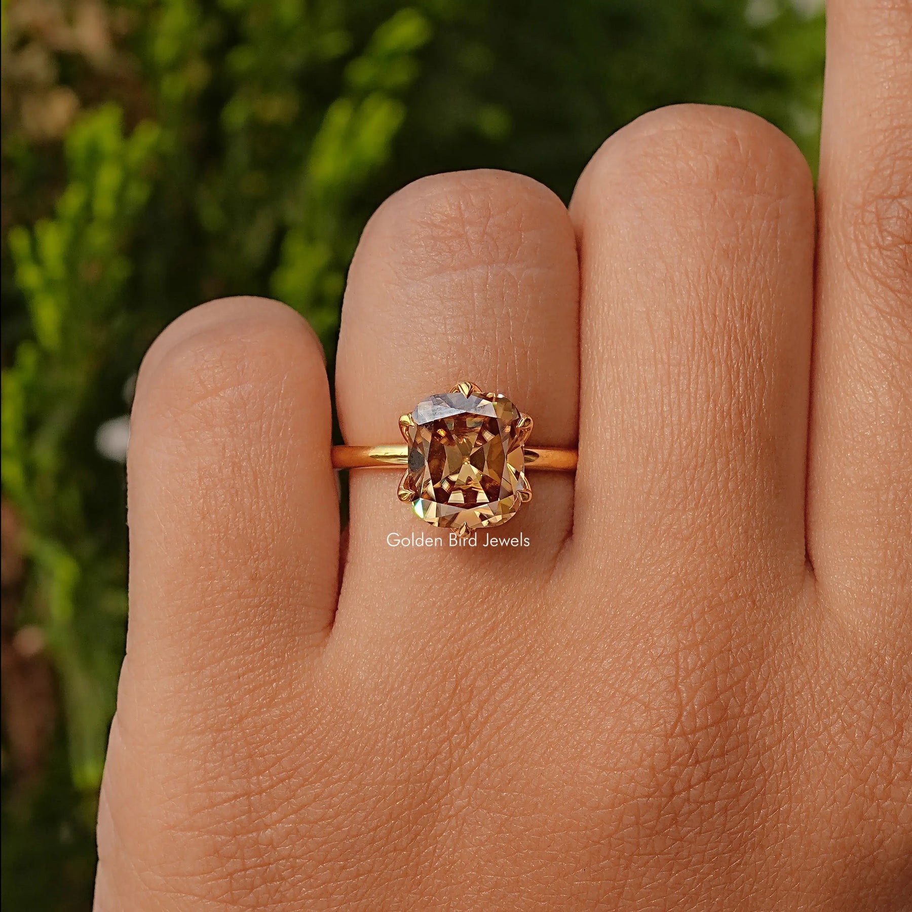 Old Mine Cushion Cut Decorative Moissanite Prong Set Ring
