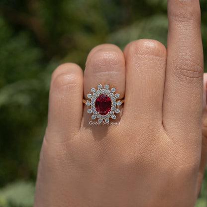 Oval Gemstone Halo Engagement Ring
