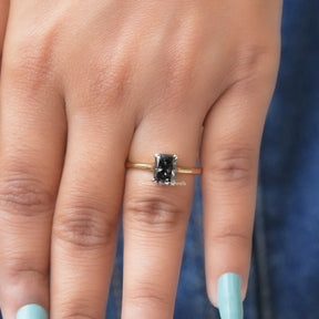 Dark Gray Radiant Moissanite Solitaire Ring