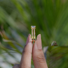 Emerald Cut Moissanite Accent Set Engagement Ring