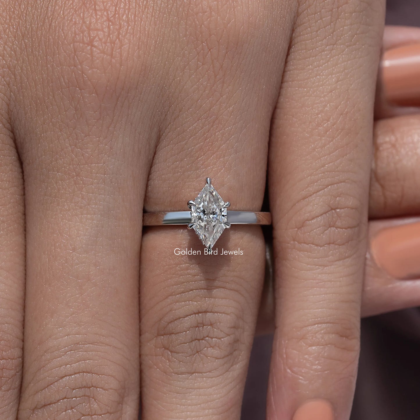 Dutch Marquise Cut Moissanite Hidden Halo Ring