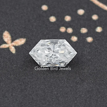 Marquise-cut moissanite loose stone, elongated clear white step-faceted gem