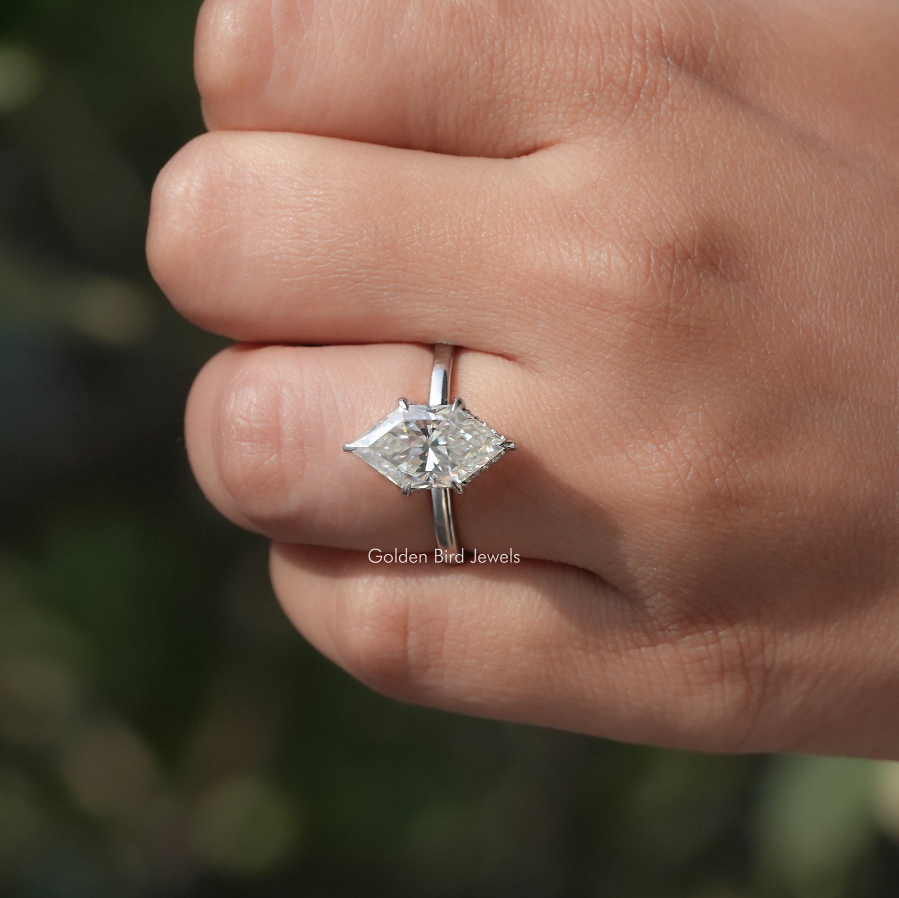 Dutch Marquise Cut Lab Diamond Hidden Halo Ring