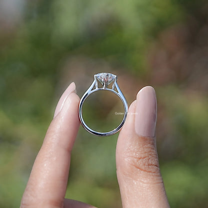 Back View of Dutch Marquise Cut Lab Diamond Solitaire Ring between finger