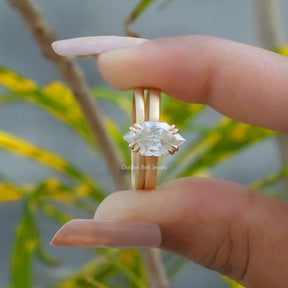 [Double Prong Dutch Marquise Cut Moissanite Wedding Ring]-[Golden Bird Jewels]