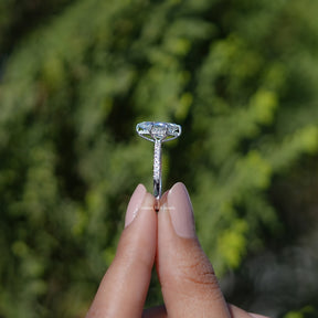 Dutch Marquise Moissanite Hidden Halo Accent Ring