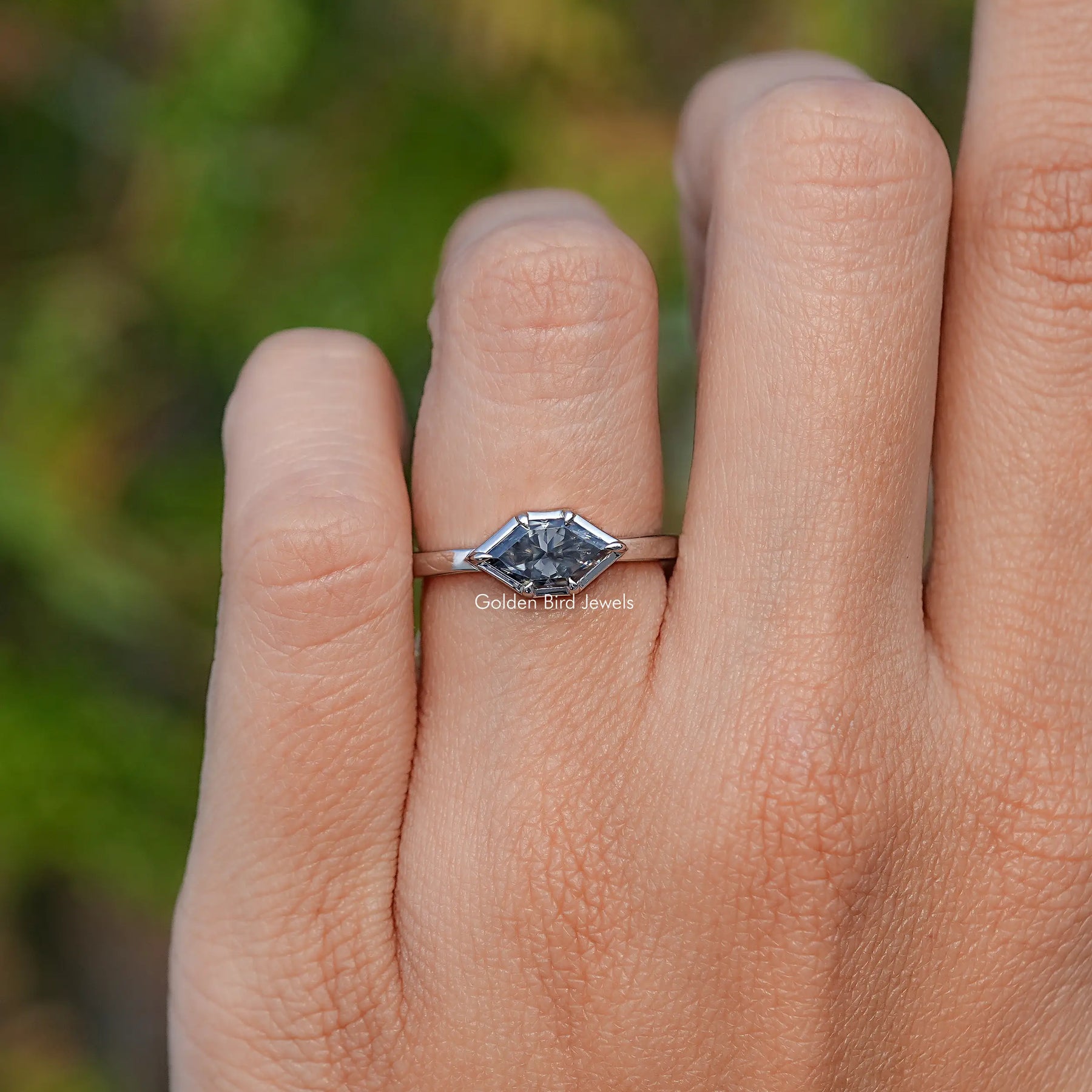Gray Dutch Marquise Moissanite Solitaire Ring