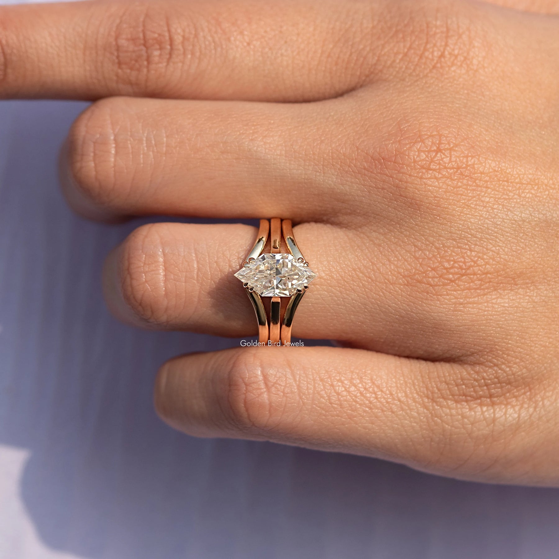 Dutch Marquise Moissanite Engagement Ring Set