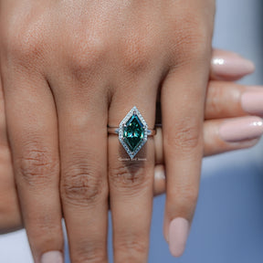 Niederländischer Marquise Moissanit Halo-Verlobungsring