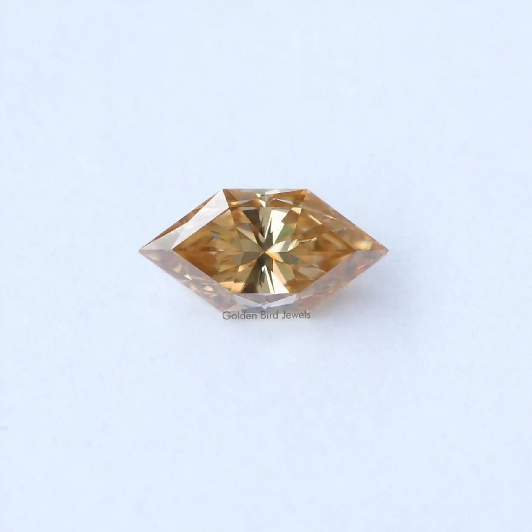 [Front view of dutch marquise cut loose moissanite made of champagne color]-[Golden Bird Jewels]