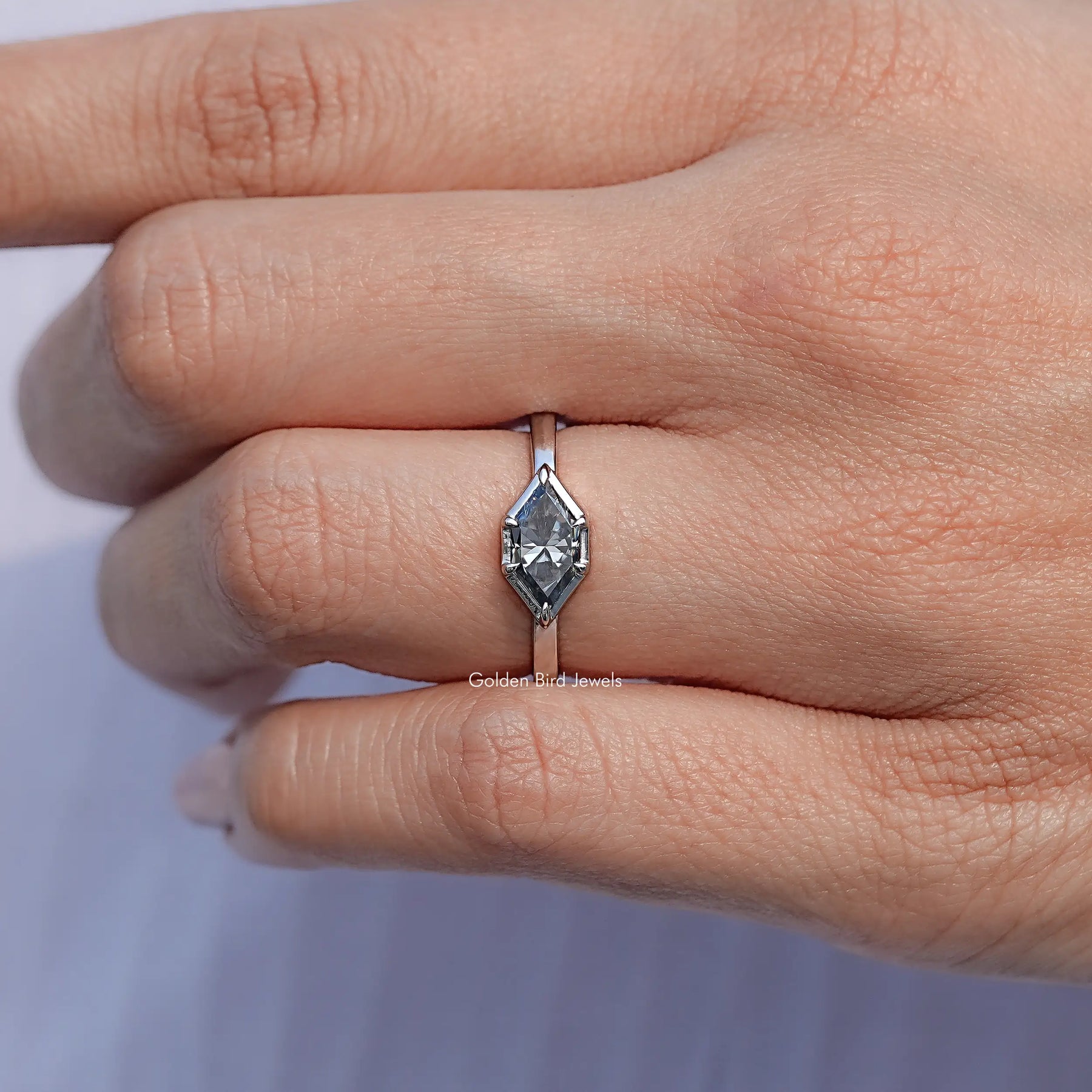 Gray Dutch Marquise Moissanite Solitaire Ring