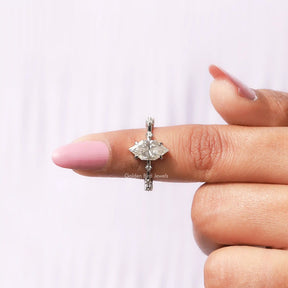 Close-Up View of Dutch Marquise Cut Half Eternity Ring in a finger