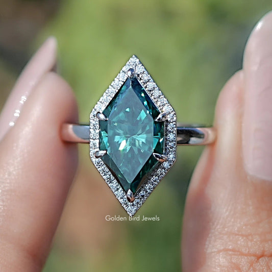 Niederländischer Marquise Moissanit Halo-Verlobungsring