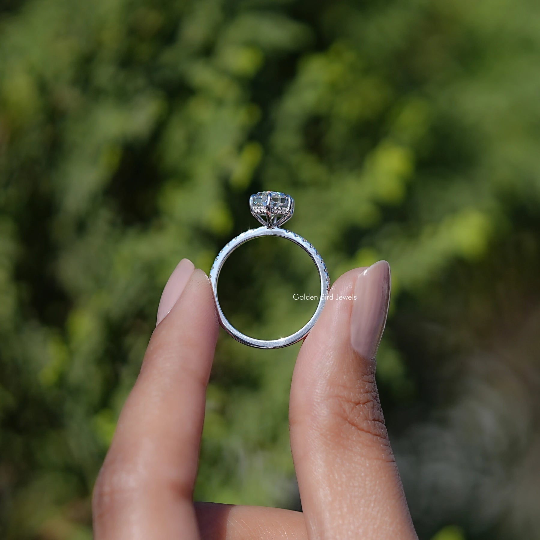 Dutch Marquise Moissanite Hidden Halo Accent Ring