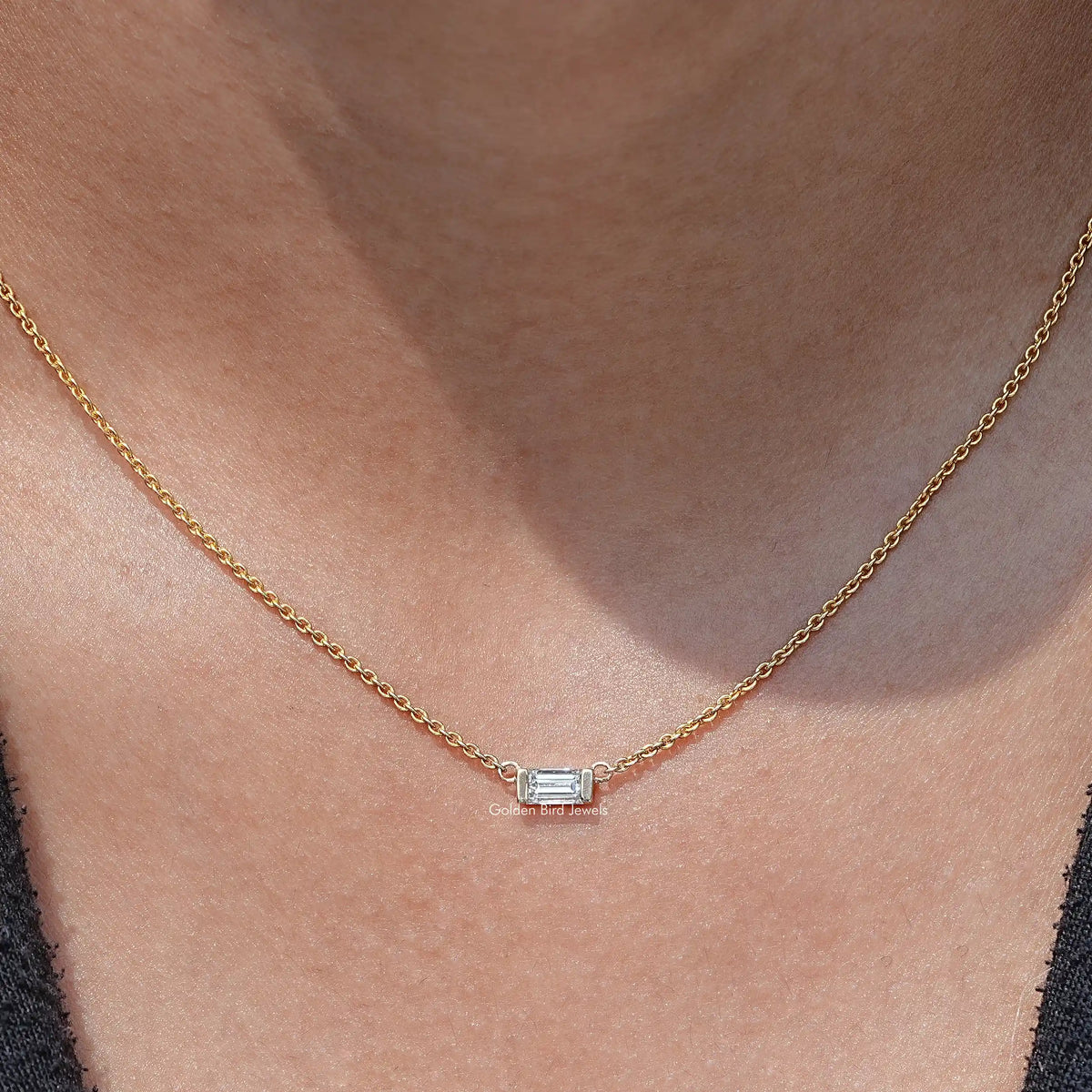 East West Baguette Cut Lab Diamond Pendant